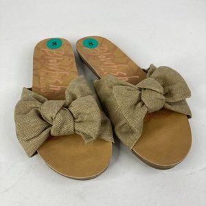 Blowfish Malibu Womens Sandals Size 8 Retro Bow Comfort Slide Khaki Tan